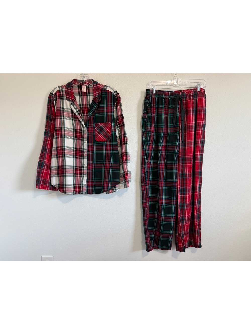 Victoria’s Secret 2-Piece Pajama Set Multicolor Plaid Cotton Blend Size M